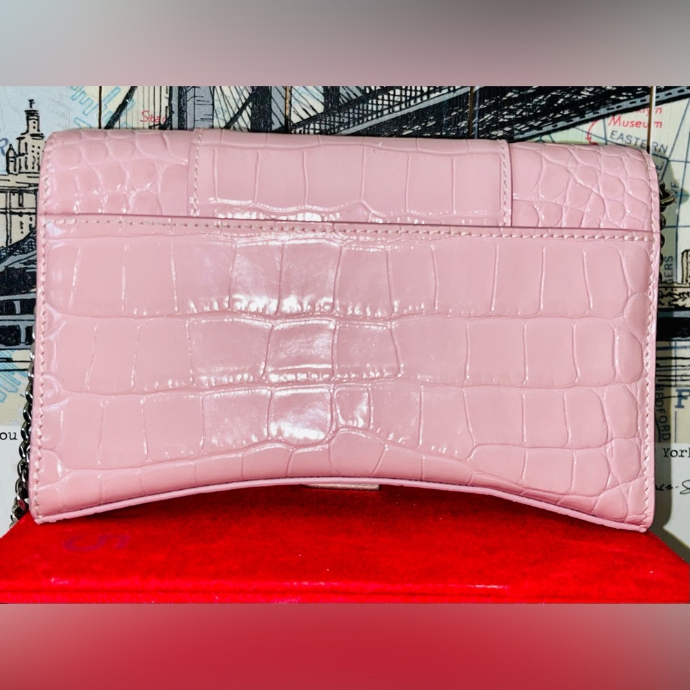 Balenciaga Pink Croc-Embossed Chain Bag - Picture 6 of 15